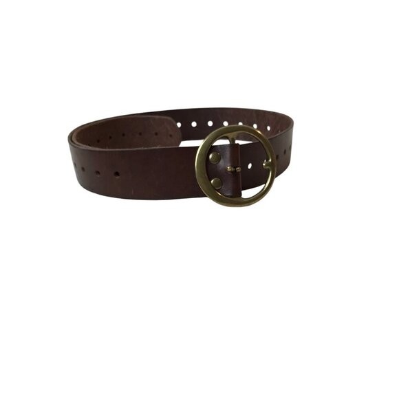 Banana Republic Brown Leather Belt With Brass Coloured Buckle Size S - Picture 4 of 6